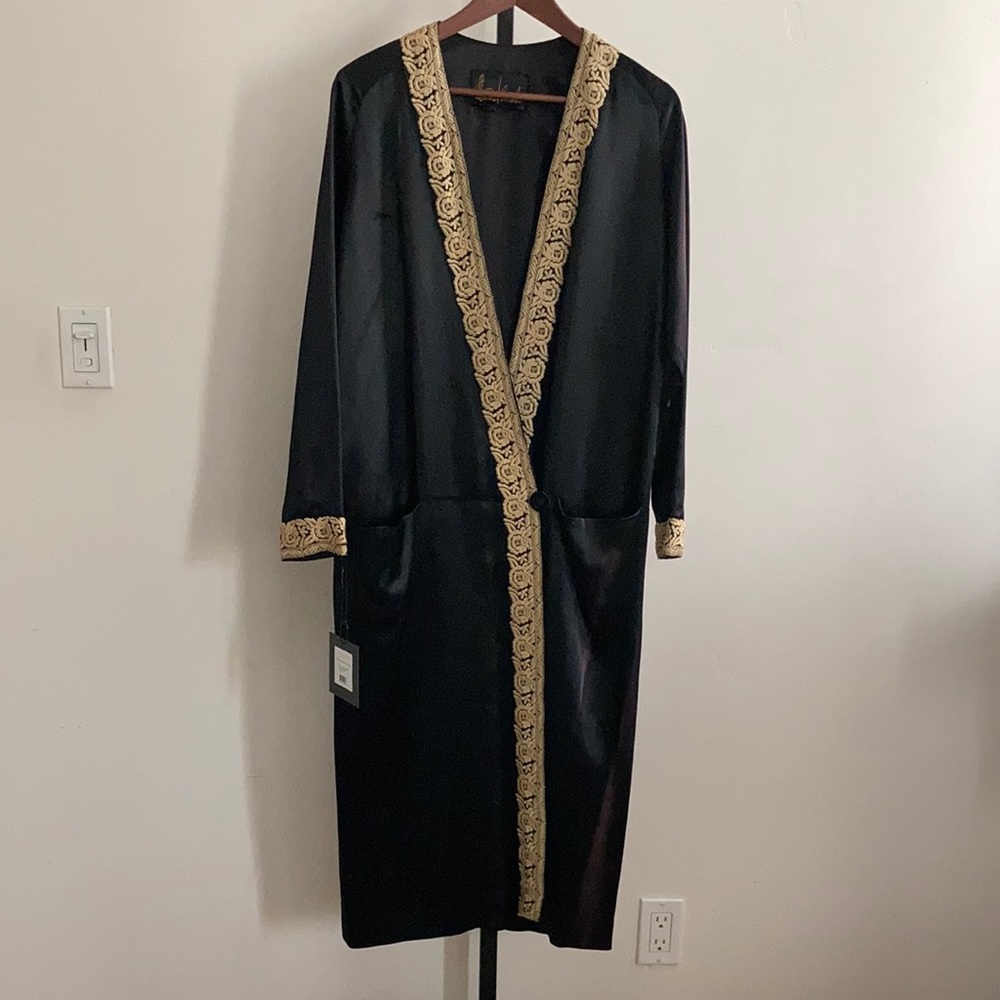 Vintage Norma Kamali Embroidered Silk Coat
